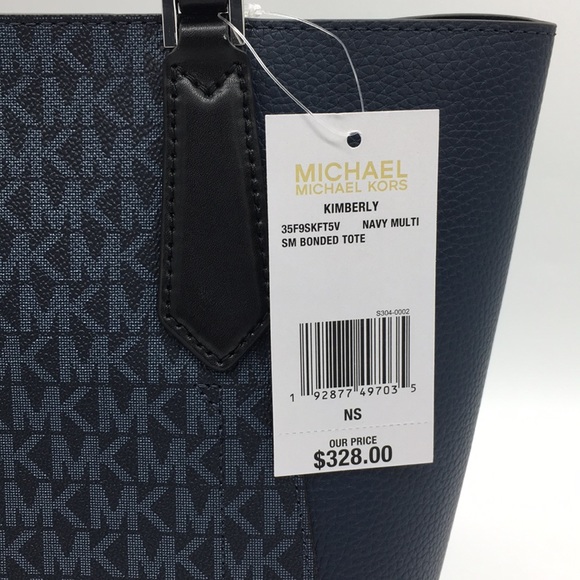 MICHAEL KORS KIMBERLY SM BONDED TOTE NAVY MULTI - Picture 13 of 14